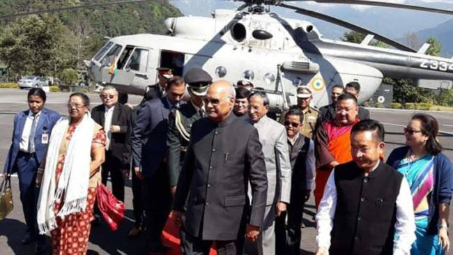 President Ram Nath Kovind arrives in Sikkim on two-day visit