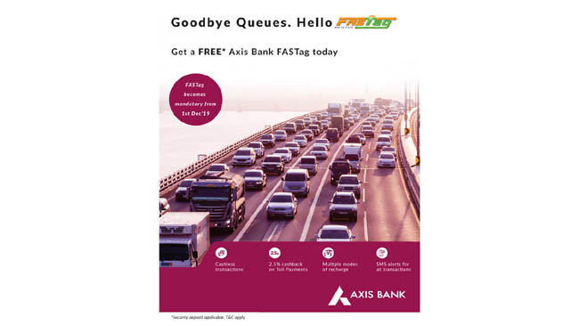 Axis Bank Offers Free Door-step Delivery of FASTags and Anytime-anywhere Recharge