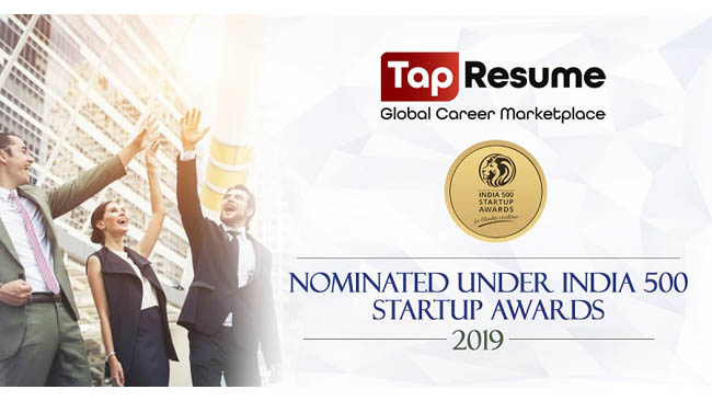 TapResume's Unique Machine-Learning Based Hiring Platform Nominated for India 500 Startup Awards 2019