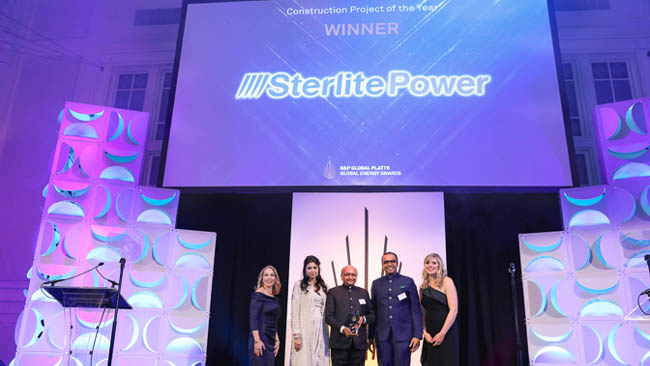Sterlite Power wins the coveted S&P Global Platts Global Energy Awards 2019 - The Oscars of the Energy Industry