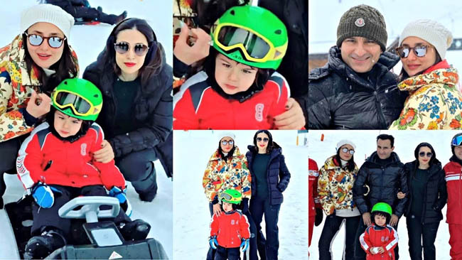 Kareena Kapoor, Saif Ali Khan, son Taimur and Karisma enjoy a winter break in Switzerland