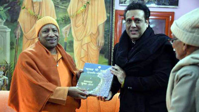 Actor Govinda meets UP CM at Gorakhnath temple