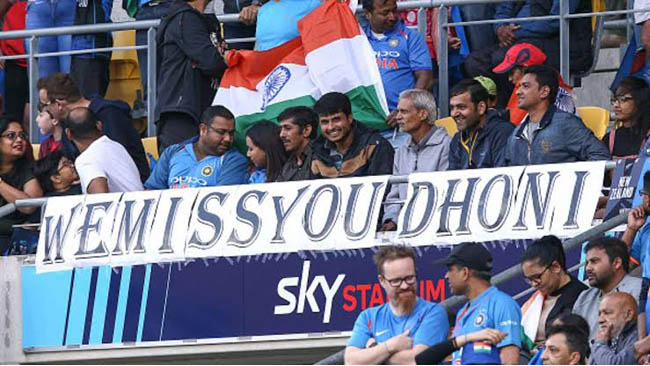 ‘We miss you Dhoni’: Indian fans display banner at Wellington