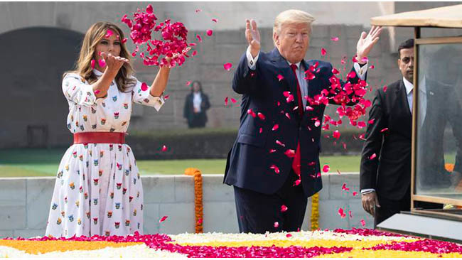 Trump, Melania pay homage to Mahatma Gandhi at Rajghat