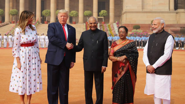 President Donald Trump accorded ceremonial welcome at Rashtrapati Bhavan