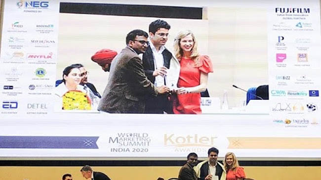 Kunal Gupta Honoured with Philip Kotler's Emerging CEO Award at World Marketing Summit, India, 2020