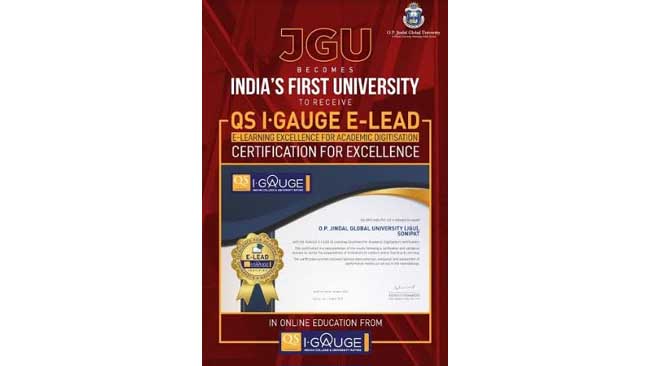 JGU is India's First University to Receive QS IGAUGE E-LEAD Certification for Excellence in Online Education