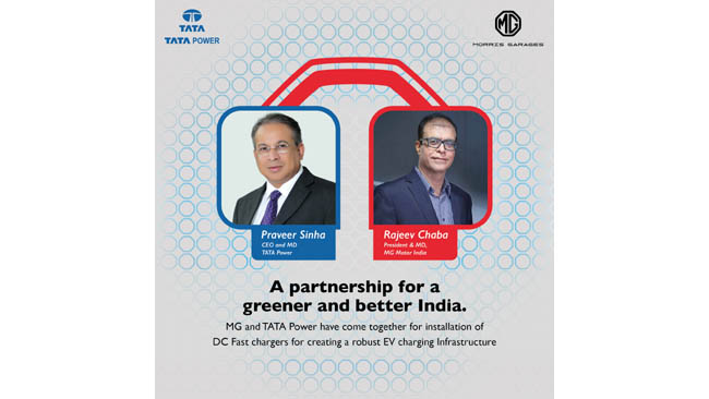 MG Motor India joins hands with TATA Power to deploy Superfast chargers at select MG Dealerships