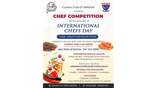 VMSIIHE to host contest on the occasion of International Chefs Day