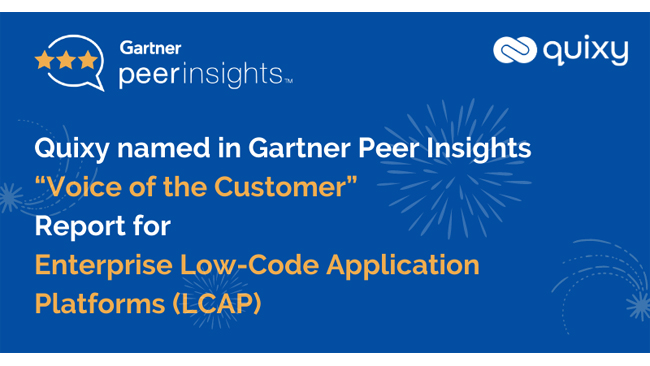 Quixy named in Gartner Peer Insights “Voice of the Customer” Report for Enterprise Low-Code Application Platforms (LCAP)