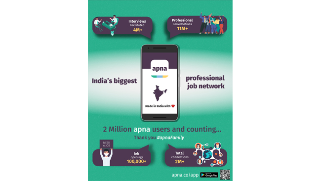 National Skill Development Corporation and Apna app join hands to provide the first-ever professional networking platform