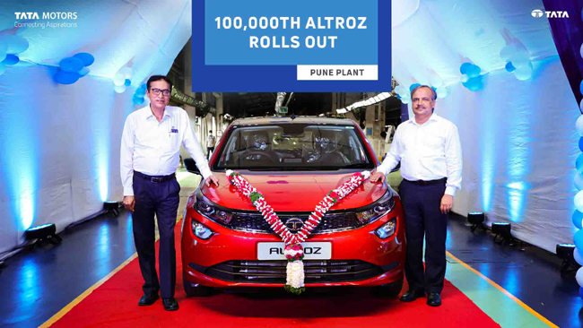 Tata Motors celebrates 1,00,000-rollout milestone for TATA ALTROZ