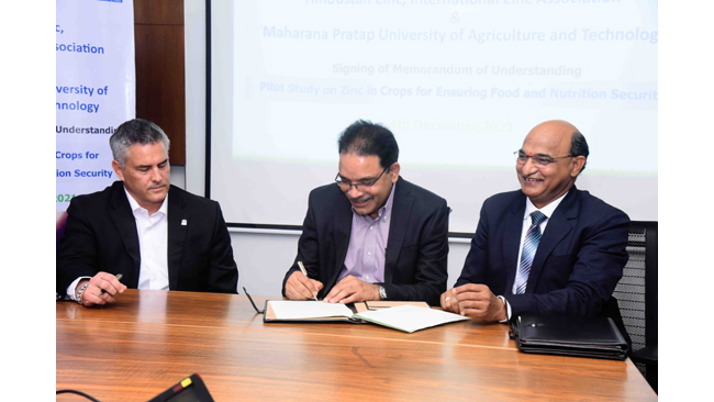 IZA & HZL sign an MoU with Maharana Pratap University to study the effect of Zinc application on crop productivity and soil health