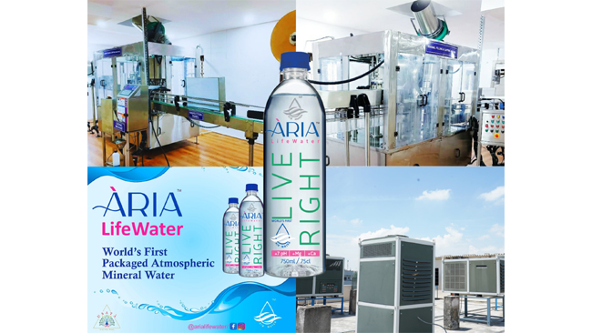 USATA - pioneer in packaged drinking water from the air, launches ARIA LifeWater - the world's first atmospheric mineral water