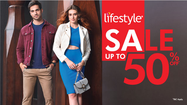 Avail UP TO 50% off on trending styles across leading fashion brands on www.lifestylestores.com and at Lifestyle Stores