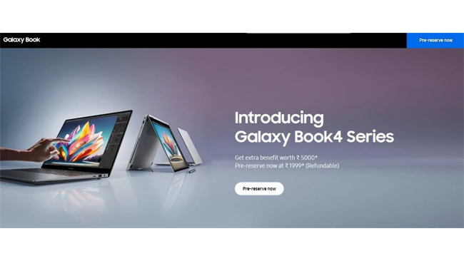 Samsung Opens Pre-Reserve for Galaxy Book4 Series in India