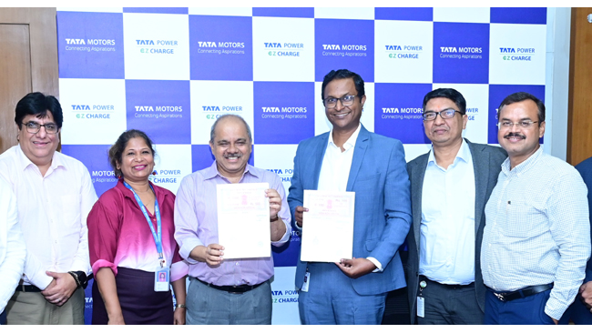 Tata Power Renewable Energy and Tata Motors sign a MoU to set up 200 fast-charging stations for electric commercial vehicles